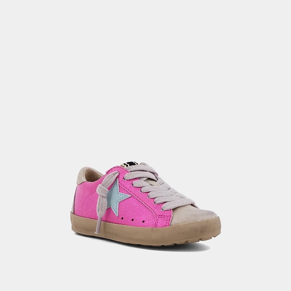 SHU SHOP Paula Mini Metallic Fuchsia Star Sneakers Pink Size 7.5
